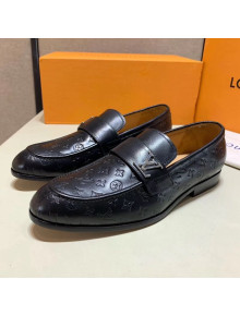 Louis Vuitton Men's Saint Germain Monogram Empreinte Leather Loafers Black 2019