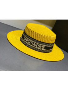 Dior Straw Wide Brim Hat Yellow D12 2021