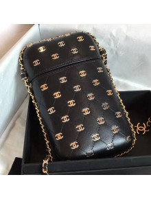 Chanel CC Phone Holder Bag in Calfskin Black 2018