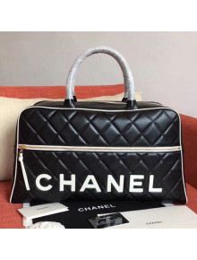 Chanel Quilting Lambskin Boston Bag Black 2018