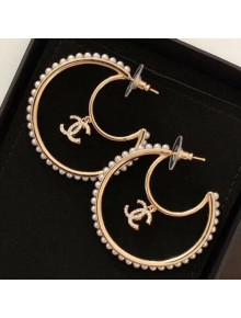 Chanel Pearl Moon Shape Earrings 2019