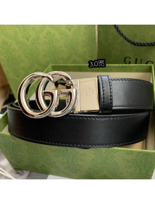 Gucci Calfskin Belt 30mm with GG Buckle Black/Silver 2021 