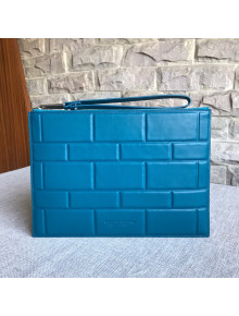 Bottega Veneta Men's Small Pouch in Geometric Padded Nappa Leather Blue 2019