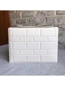 Bottega Veneta Men's Small Pouch in Geometric Padded Nappa Leather White 2019