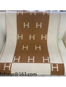 Hermes Classic Wool Cashmere Baby Blanket 100x140cm Brown 2021 110263