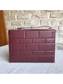 Bottega Veneta Men's Small Pouch in Geometric Padded Nappa Leather Burgundy 2019