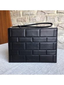 Bottega Veneta Men's Small Pouch in Geometric Padded Nappa Leather Black 2019