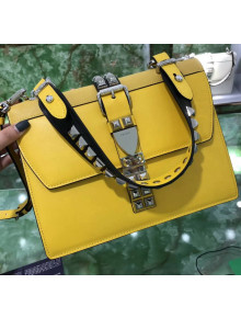 Prada Elektra Leather Shoulder Bag 1BA179 Yellow 2018