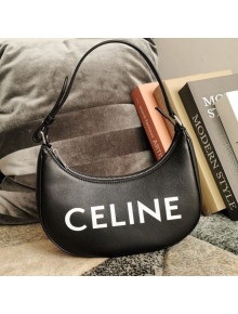 Celine Ava Hobo Bag in Smooth Calfskin with Celine Print Black 2021