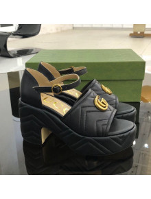 Gucci Chevron Lambskin Platform Sandals Black 9cm 2021 02