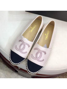 Chanel Leather & Fabric Embroidered CC Classic Espadrilles White 2019