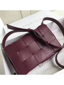 Bottega Veneta Cassette Small Crossbody Messenger Bag in Maxi Weave Burgundy 2019