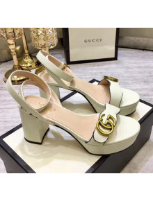 Gucci Leather Platform Sandal with Double G 573022 White 2020