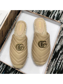 Gucci Leather Espadrille Mules Slippers with Double G 551881 Beige 2019