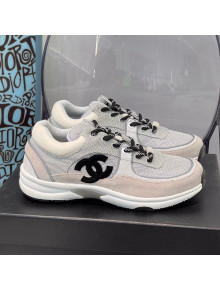 Chanel Fabric & Suede Sneakers G38299 Gray/White 2021