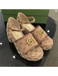 Gucci GG Canvas Platform Sandals White 9cm Beige 2021 05