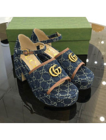 Gucci GG Denim Platform Sandals Blue 9cm 2021 06