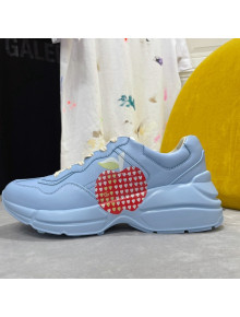 Gucci Rhyton Sneakers in Heart Apple Print Calfskin Blue 2021