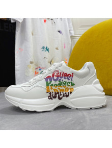 Gucci Rhyton Sneakers in Letter Print Calfskin White 2021