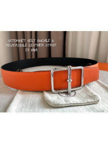 Hermes Batonnet Belt Buckle & Reversible Leather 38mm Orange/Silver 2021
