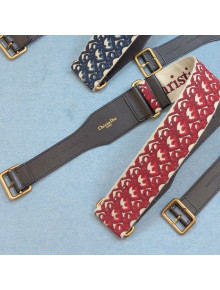Dior Belt 5cm in Red Oblique Embroidered Canvas 2020