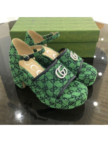 Gucci GG Multicolor Canvas Platform Sandals Green 9cm 2021 10