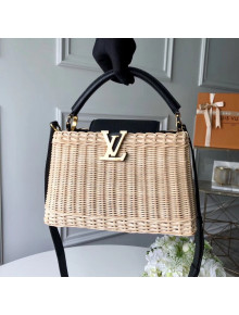 Louis Vuitton Rattan-Weaved and Leather Capucines BB Bag Black 2018