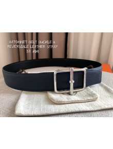 Hermes Batonnet Belt Buckle & Reversible Leather 38mm Blue/Silver 2021