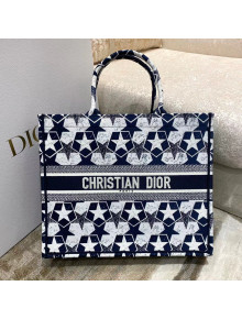 Dior Large Book Tote Bag in Blue and White Star Etoile Embroidery M1286 2022 24