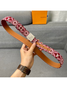 Louis Vuitton Since 1854 Belt 30mm with Square Buckle Burgundy/Silver 2020