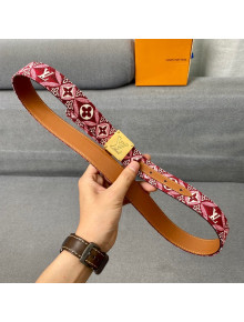 Louis Vuitton Since 1854 Belt 30mm with Square Buckle Burgundy/Gold 2020