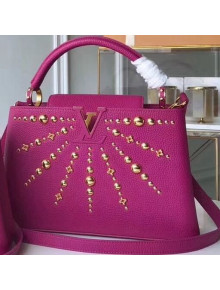 Louis Vuitton Taurillon Leather Sunburst Studded Capucines PM Bag Rosy 2019
