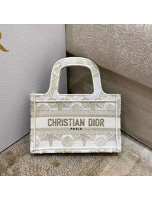Dior Mini Book Tote Bag in Gold and White Star Etoile Embroidery M1286 2022 27