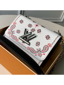 Louis Vuitton Arabesques Flowers Twist MM Chain Shoulder Bag in Epi Leather M53929 White 2019