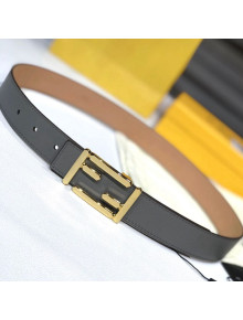 Fendi Calfskin Belt 30mm with FF Buckle Grey/Gold 2021