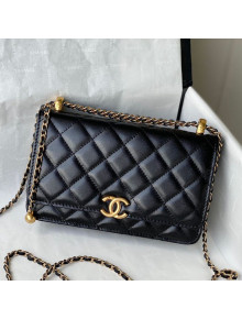 Chanel Calfskin Wallet on Adjustable Chain Strap WOC AP2289 Black 2021