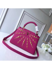 Louis Vuitton Taurillon Leather Sunburst Studded Capucines BB Bag Rosy 2019