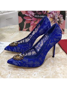 Dolce&Gabbana DG Lace High- Heel Pumps 10.5cm Blue 2021