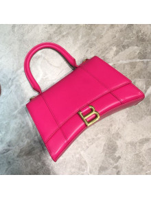 Balenciaga Hourglass Small Top Handle Bag in Smooth Leather Hot Pink/Gold 2019