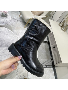 Chanel Waxed Leather Short Boots Black 2021 87