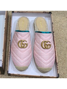 Gucci Chevron Raffia Flat Espadrille Mules with Double G 578554 Pink 2019