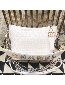 Chanel Bloom Calfskin and Wool Felt Gabrielle Small Hobo Bag AS0865 White 2019