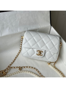 Chanel Lambskin Mini Flap Bag AS2855 White 2021
