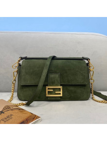 Fendi Medium Baguette Suede Shoulder Bag Green 2021 308M