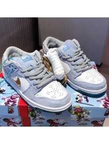 Nike x SB Dunk Calfskin and Suede Low Sneakers White/Blue 2021 (For Women and Men)