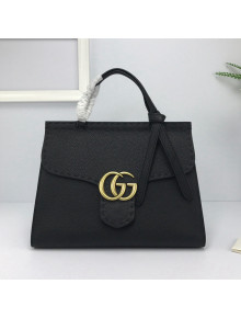 Gucci GG Marmont Top Handle Bag in Grainy Calfskin 421890 Black 2022