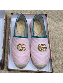Gucci Chevron Raffia Flat Espadrilles with Double G 578547 Pink 2019