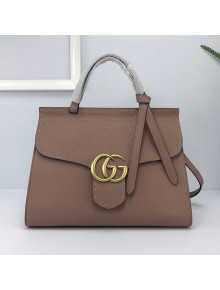Gucci GG Marmont Top Handle Bag in Grainy Calfskin 421890 Nude Pink 2022
