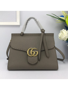 Gucci GG Marmont Top Handle Bag in Grainy Calfskin 421890 Grey 2022