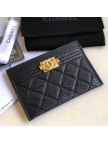 Chanel Caviar Calfskin Boy Chanel Card Holder Black 2018